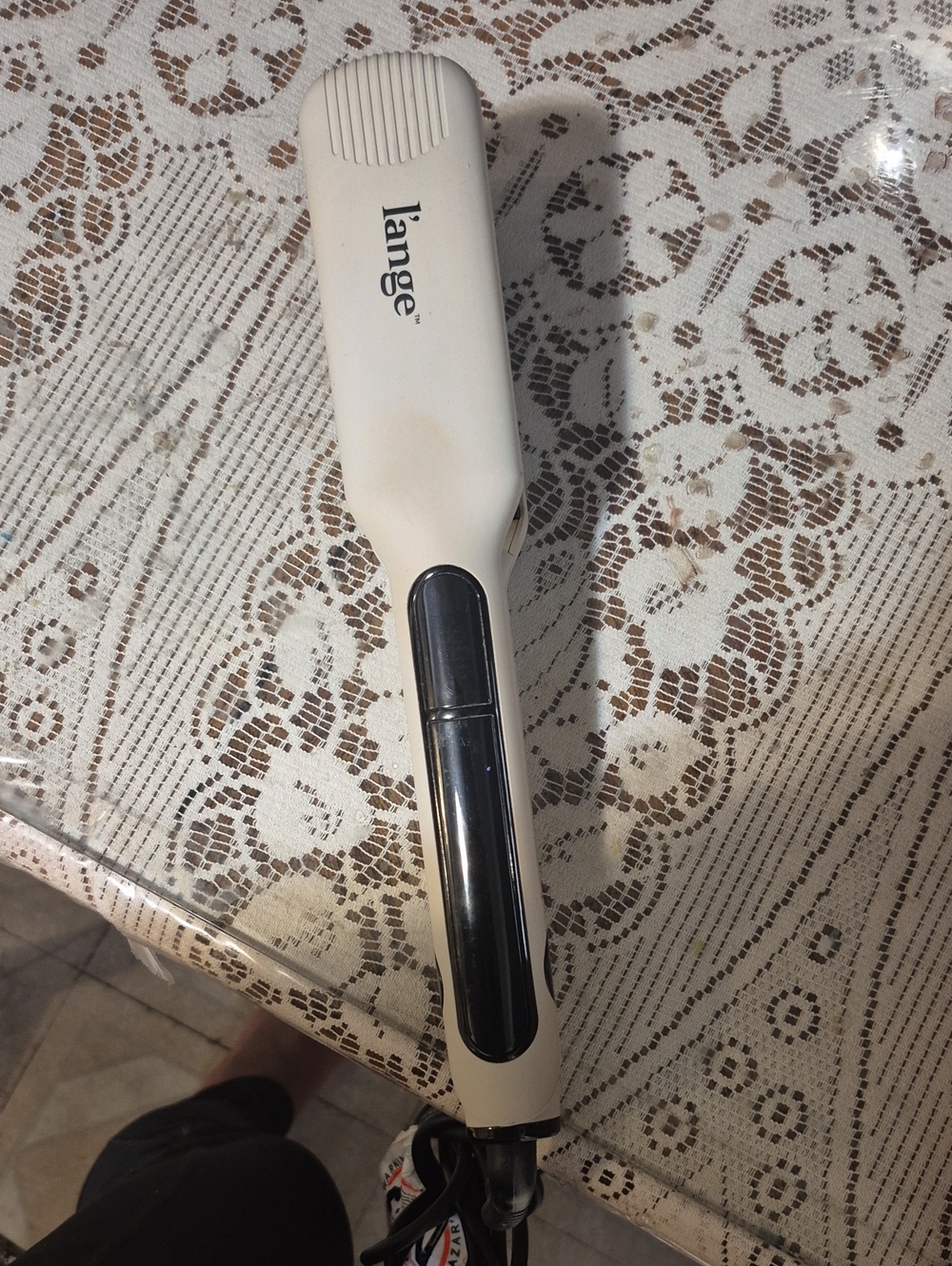 Lange White Hair Straightener with Black Control Panel